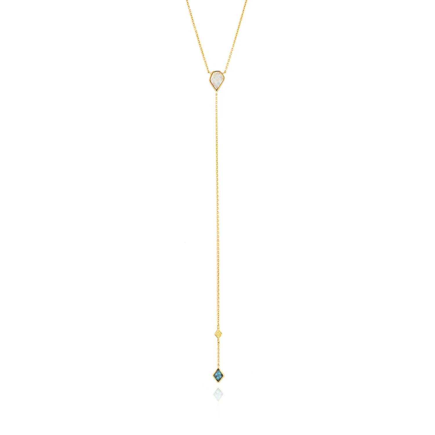 Ania Haie Turquoise And Opal Colour Y Necklace - Gold