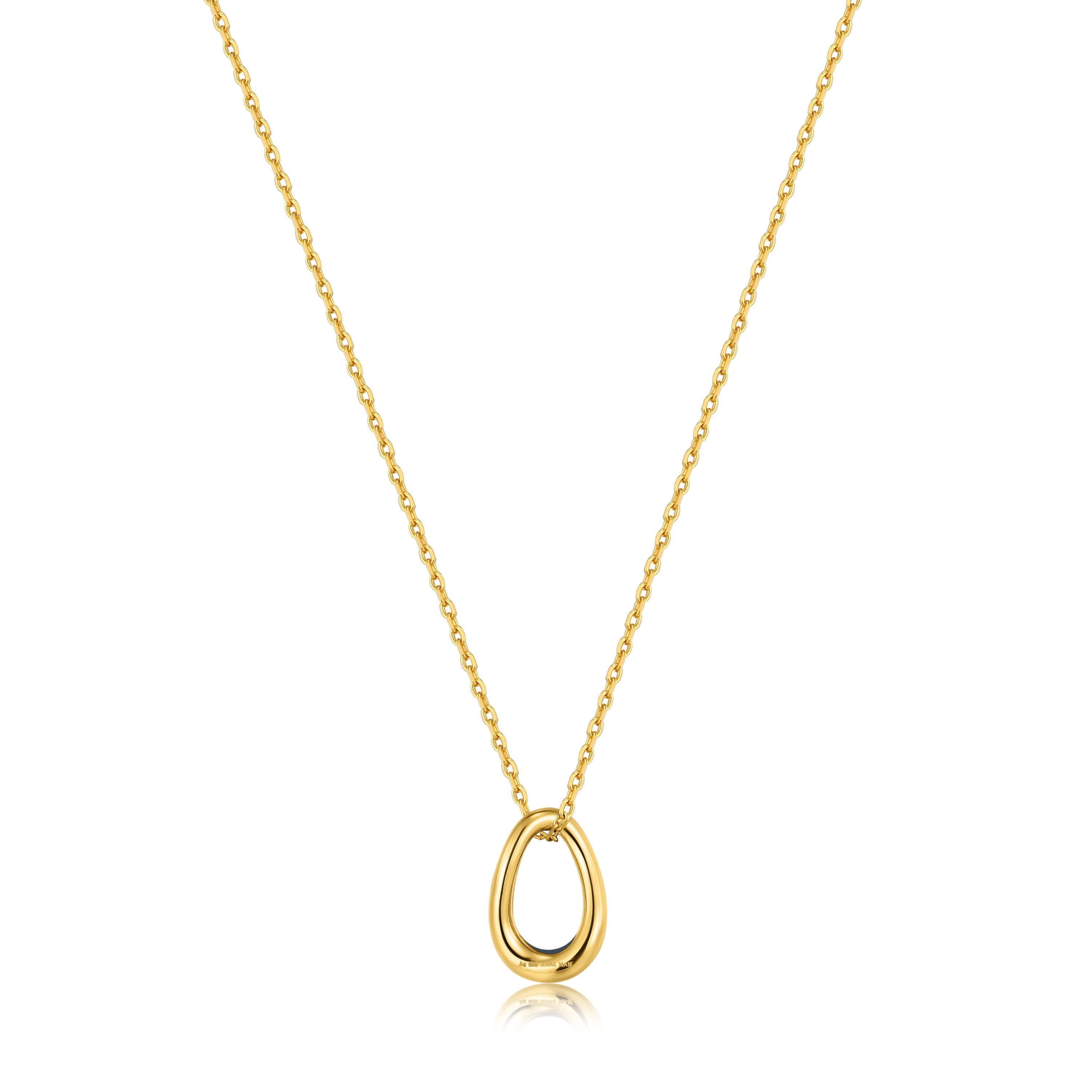 Ania Haie Navy Blue Enamel Gold Twisted Pendant Necklace