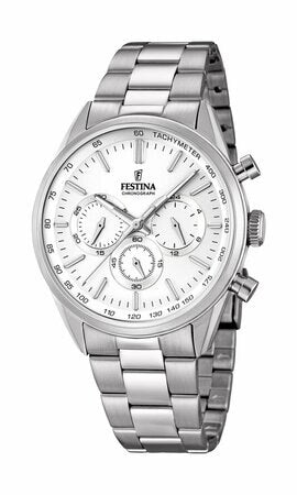 Festina Men's Stainless Steel Luminous Stopwatch with White Dial