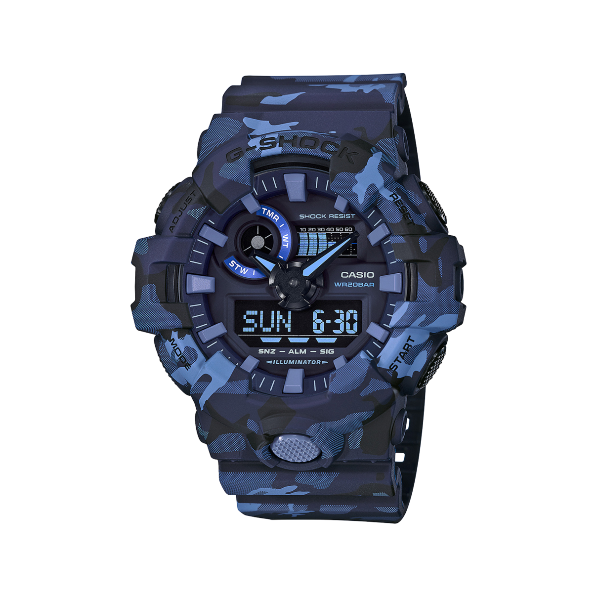 G Shock Analog Digital Blue Camo Men s Watch GA700CM 2A Watch Direct