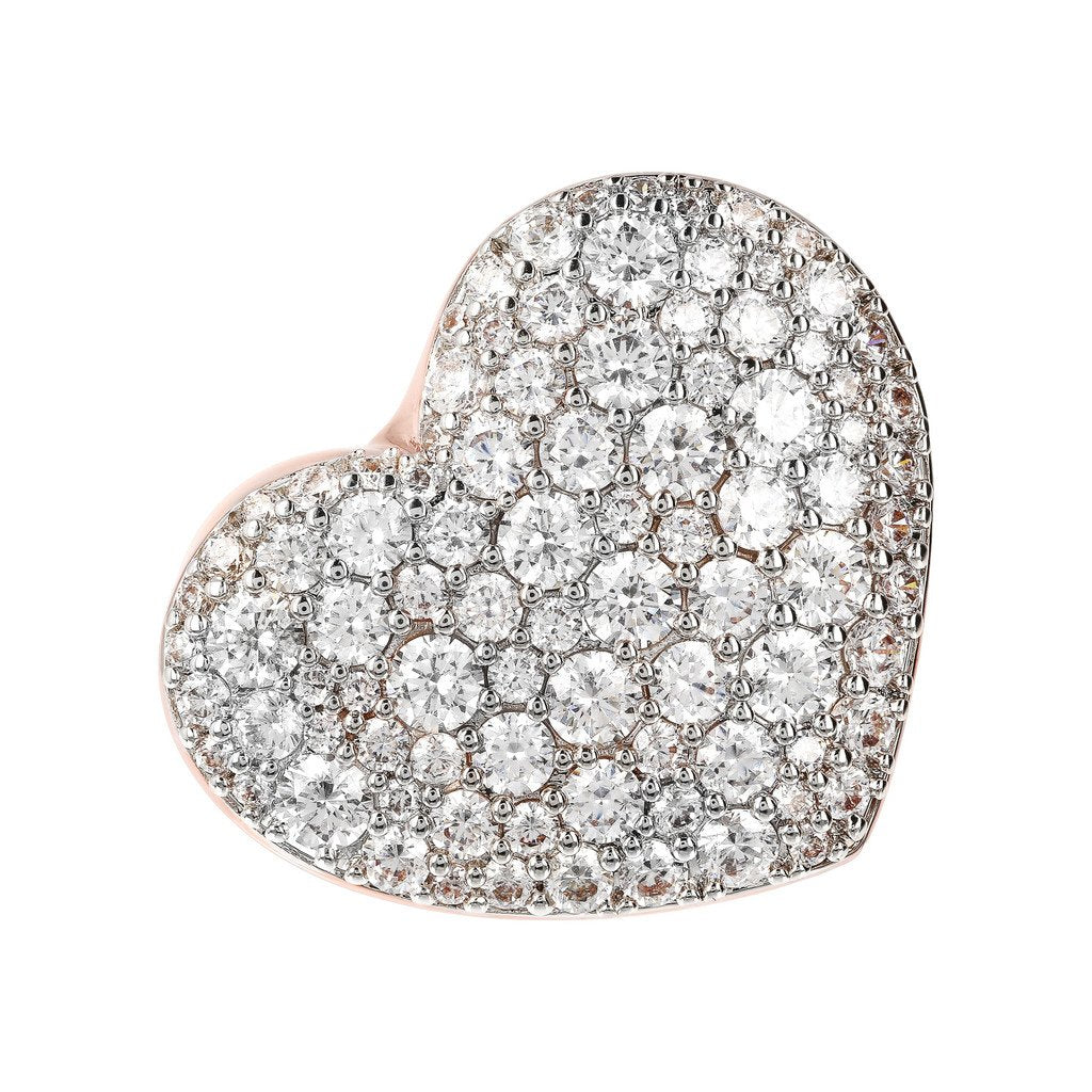 Bronzallure Cubic Zirconia Pave and Golden Rosé Heart Ring