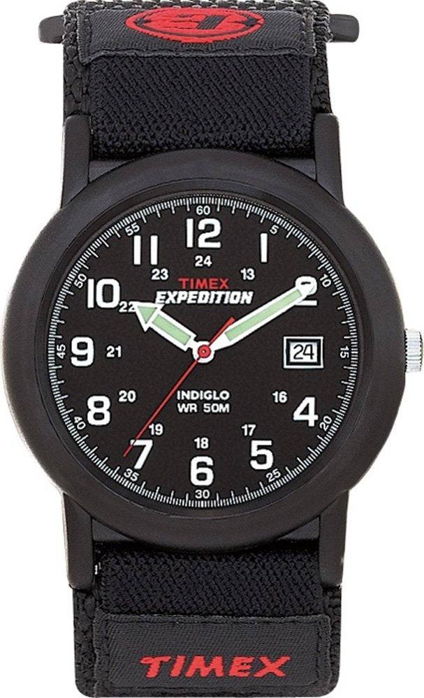 Timex Expedition Camper Black Case Black Fast Wrap Velcro Strap T40011 Watch Direct