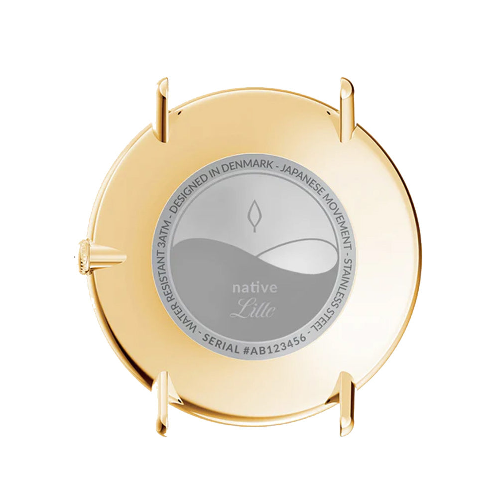 Nordgreen Native 40mm Yellow Gold Case Black Leather Watch