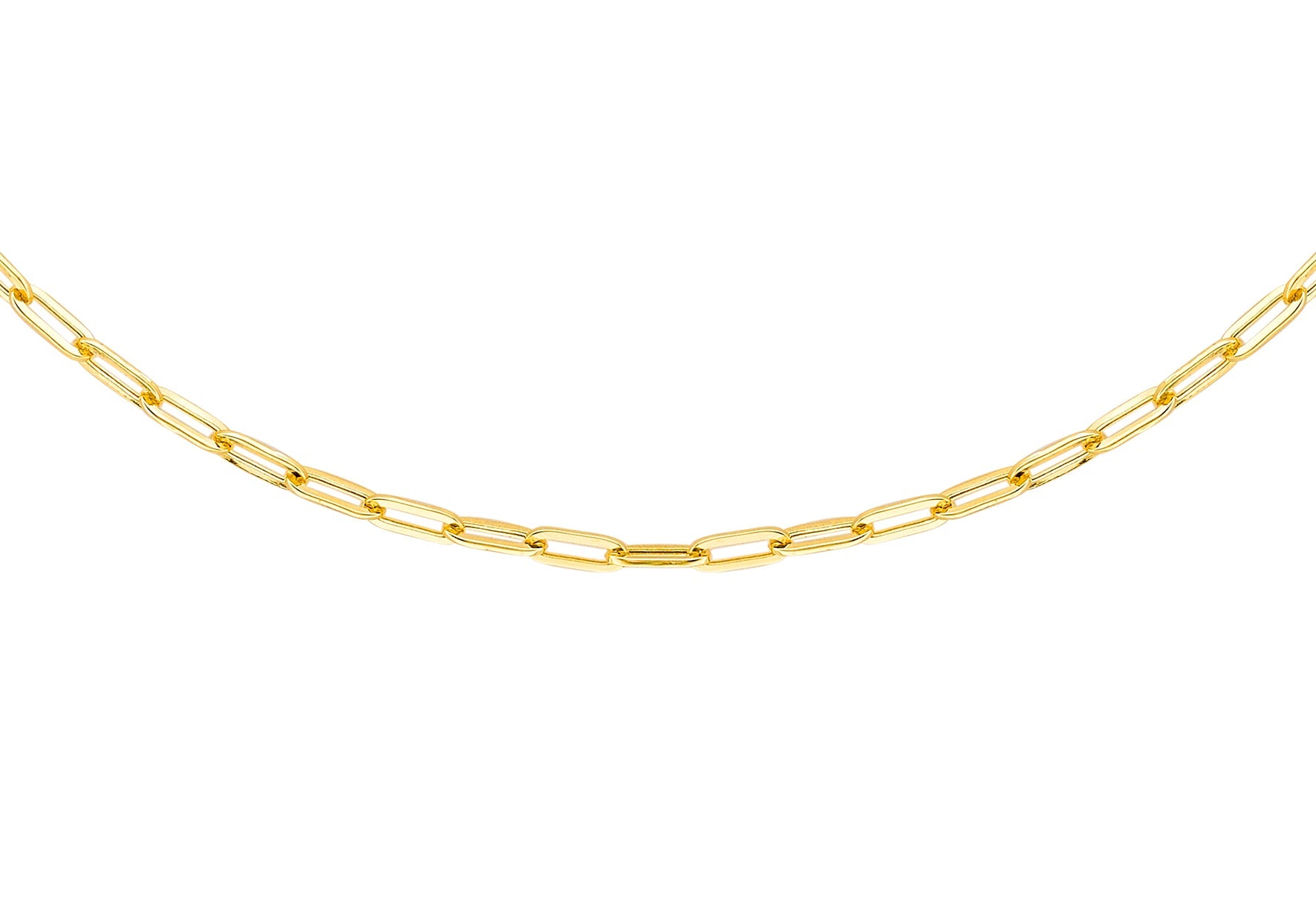 9K Yellow Gold Paper Chain Necklace Elegant Contemporary Style