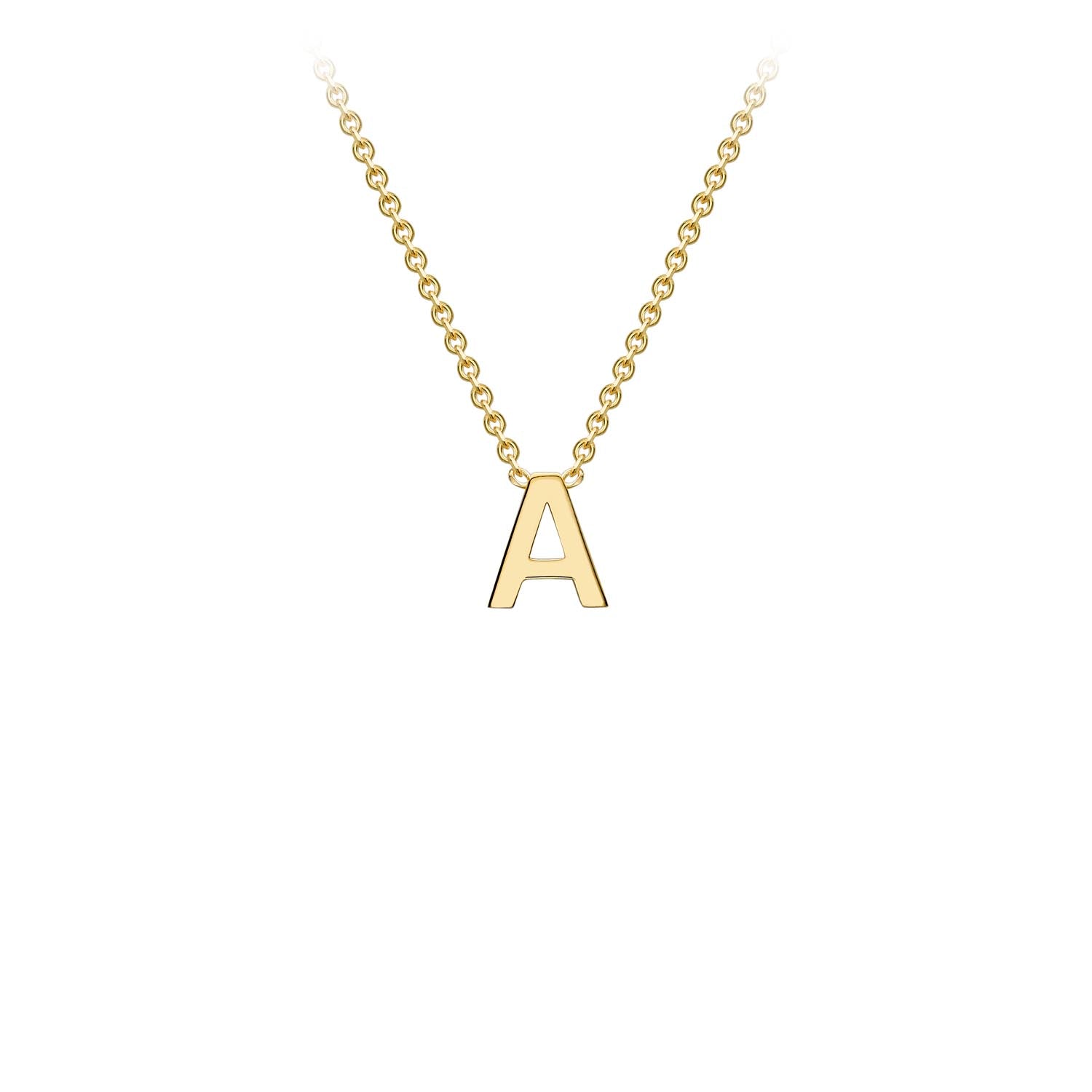 9K Yellow Gold Initial A Necklace Adjustable Personalized Gift 43cm