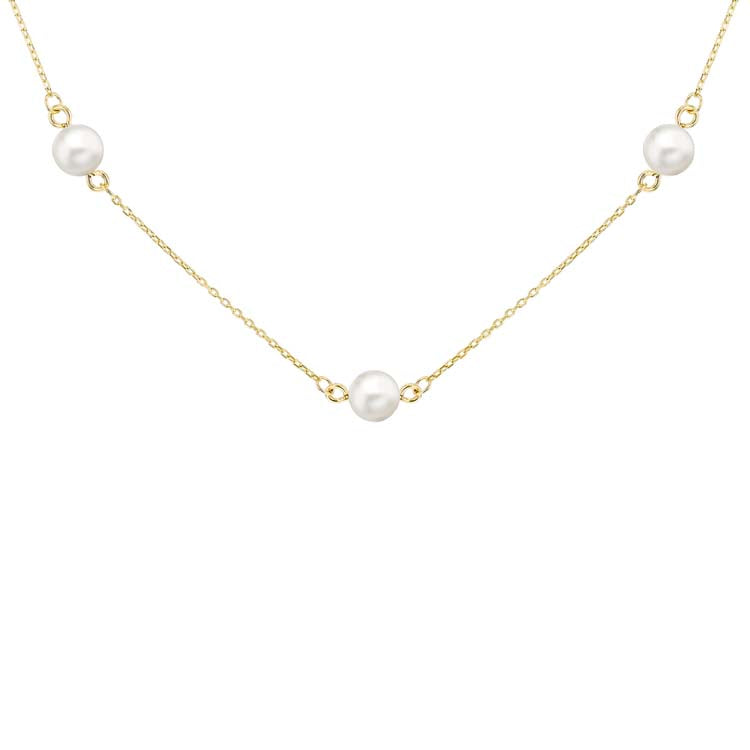 9K Yellow Gold Freshwater Pearl Necklace Elegant Contemporary Style