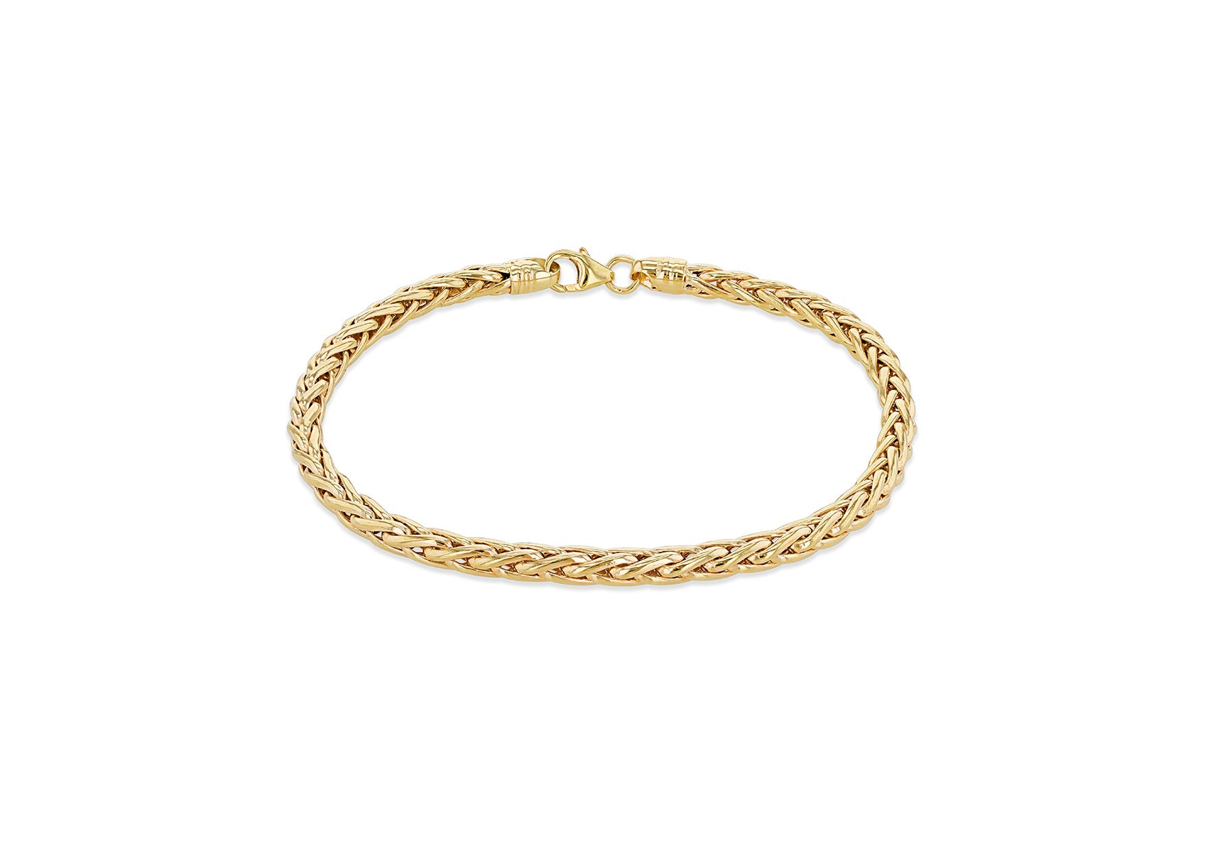 9K Yellow Gold Wheat Link Bracelet Elegant Modern Jewelry 19cm