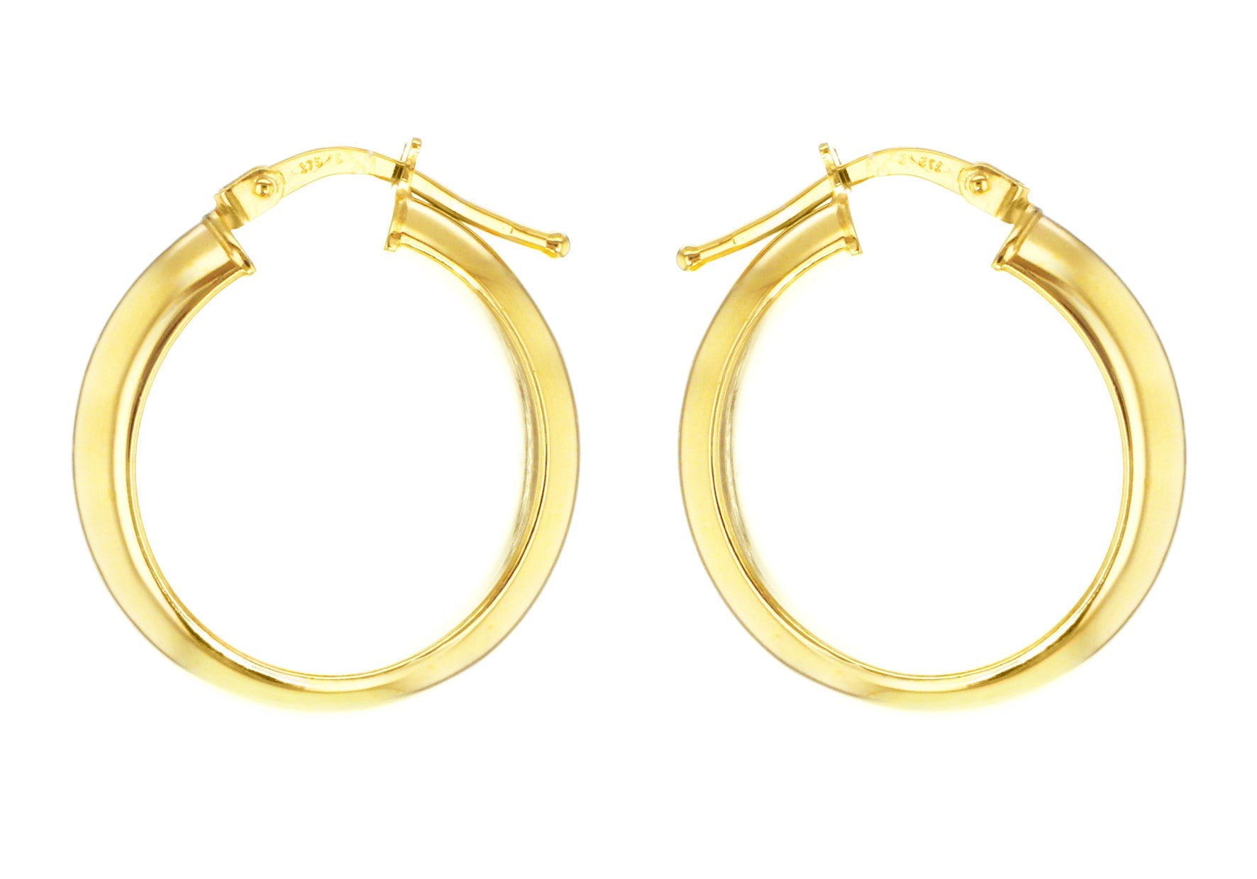 9K Yellow Gold Creole Hoop Earrings 15mm Stylish Contemporary Look