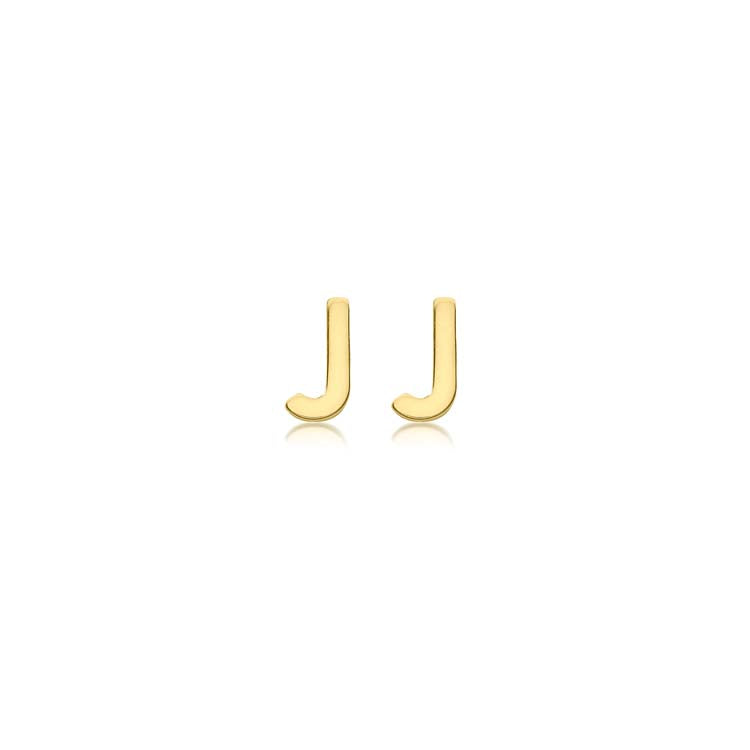 9K Yellow Gold Initial J Stud Earrings Stylish Personalized Gift