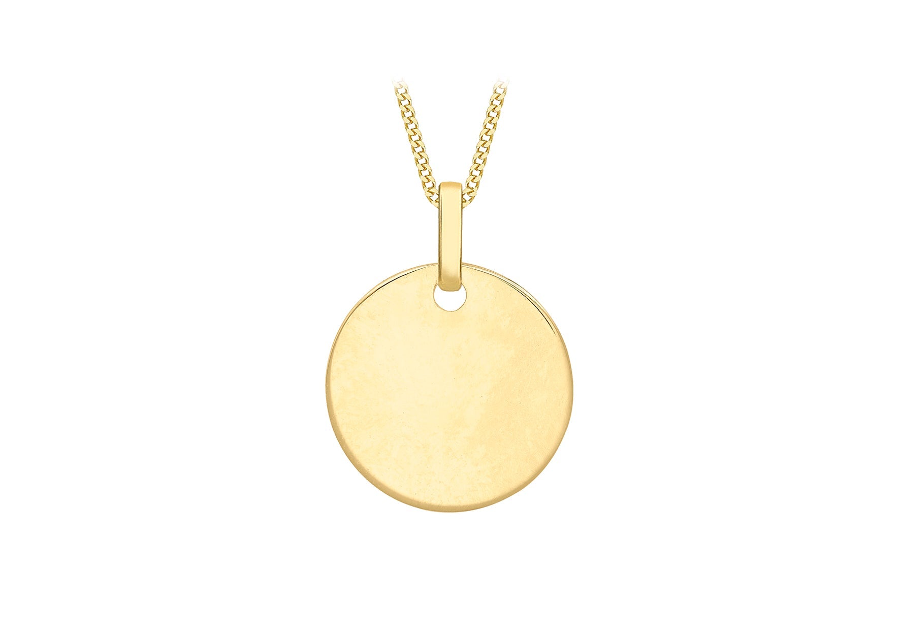 9K Yellow Gold Disc Pendant Elegant Contemporary Jewelry Piece