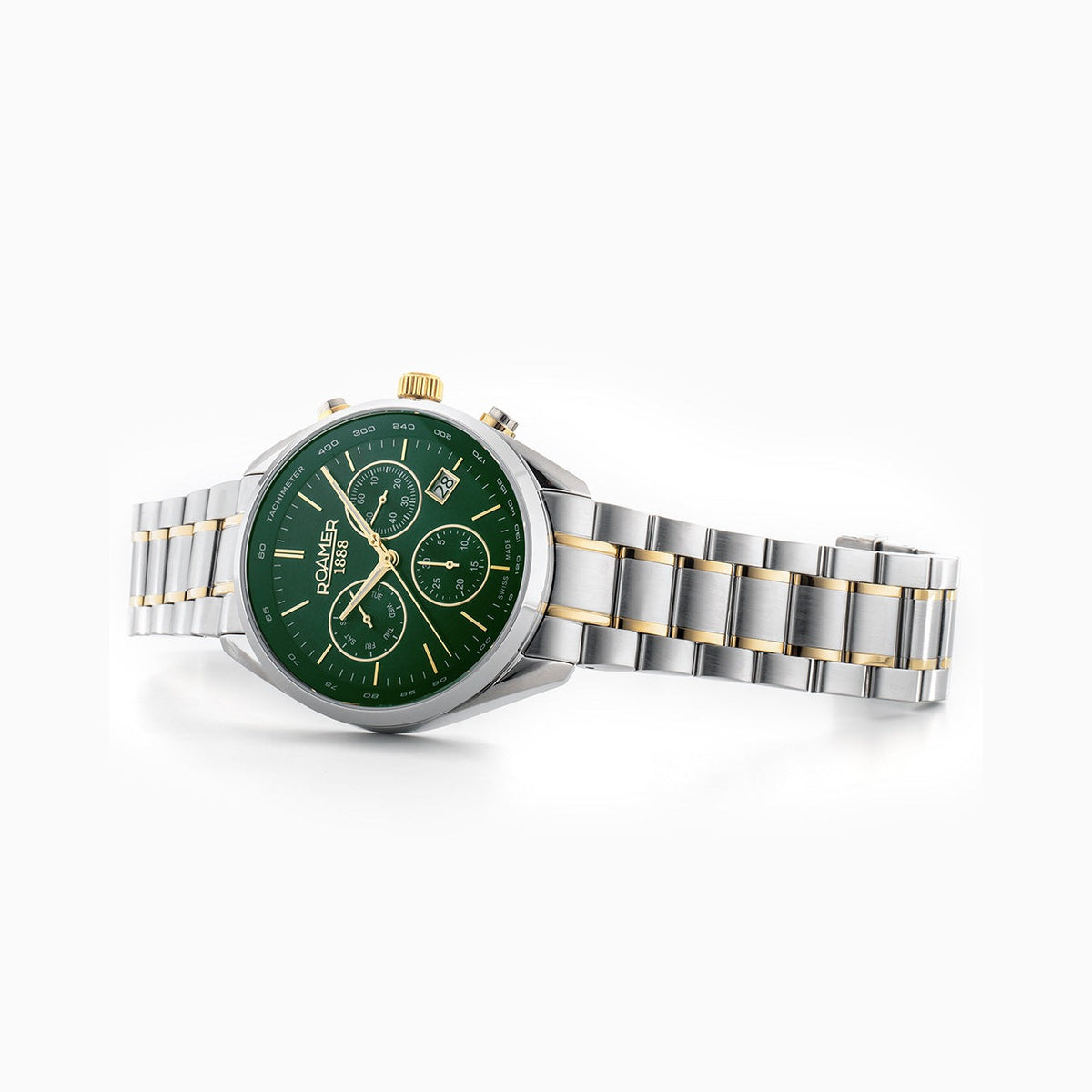 Roamer Pro Chrono 43.5mm Green Dial Two Tone Stainless Steel Strap Watch, alternate view