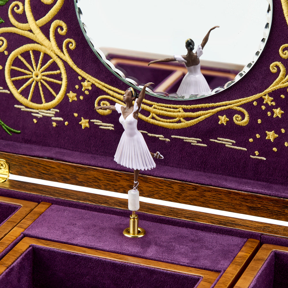 Wolf Ballet Musical Jewellery Box - Cinderella Walnut Wood