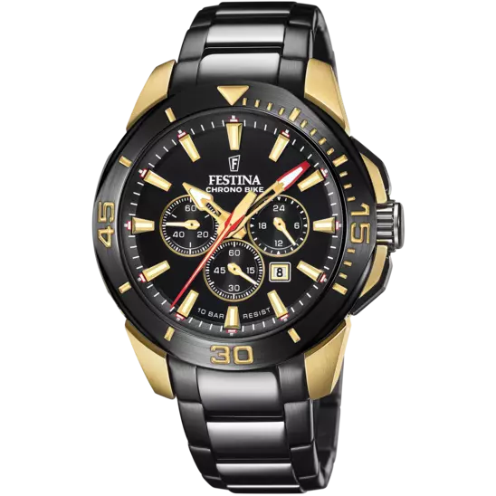 Festina 特别版黑色表盘黑色不锈钢表带 316L 男士手表 F20644/1