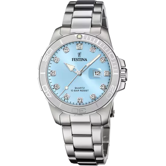 Festina F20503/1 女士优雅不锈钢腕表 - 酷蓝男友系列