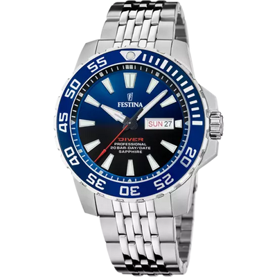 Festina 蓝色表盘不锈钢表链男士手表 F20661/1