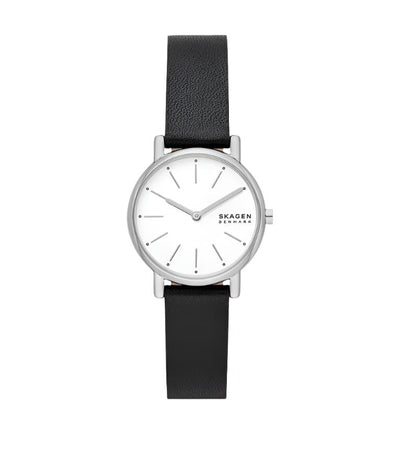 Skagen Signatur Lille Black Leather White Dial Watch SKW3120