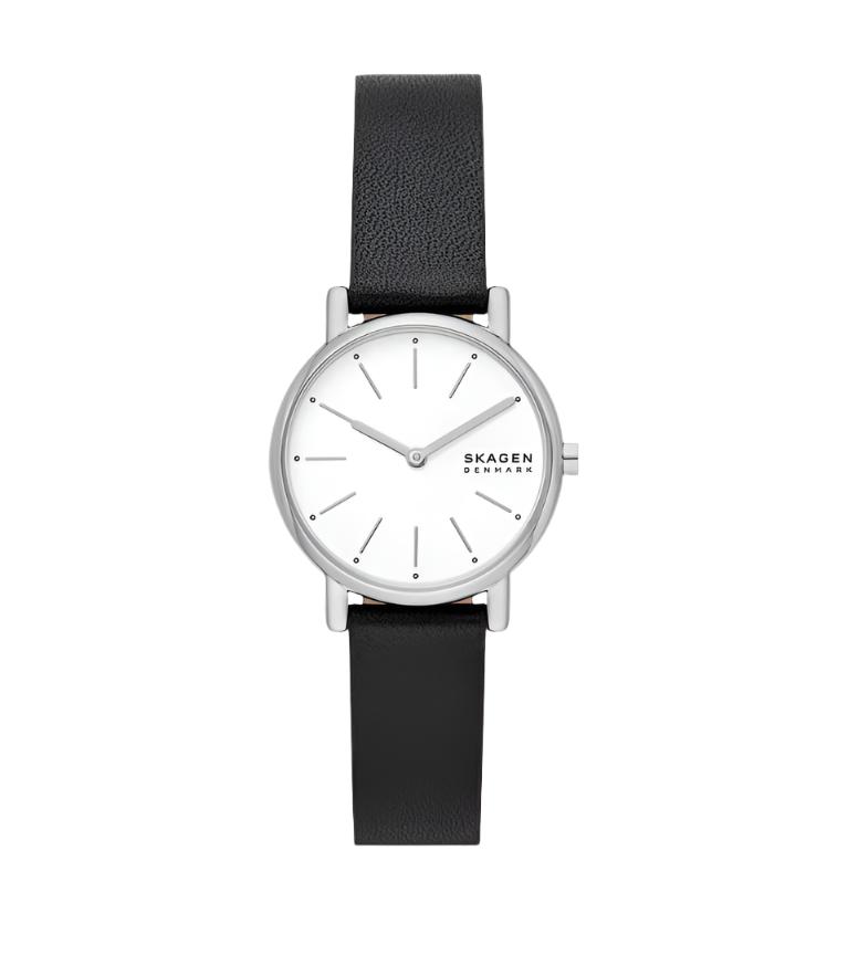Skagen Signatur Lille Black Leather White Dial Watch SKW3120