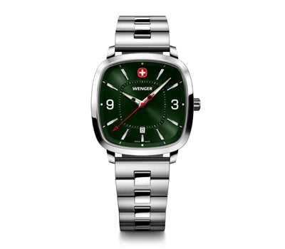 Wenger Vintage Sport 37mm Green Dial Stainless Steel Watch 01.1921.111