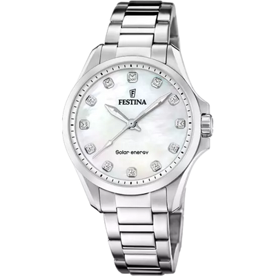 Festina 太阳能奶油色表盘不锈钢 316L 女士手表 F20654/1