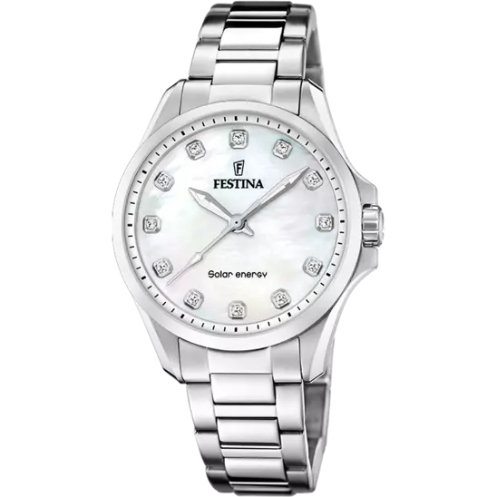 Festina 太阳能奶油色表盘不锈钢 316L 女士手表 F20654/1