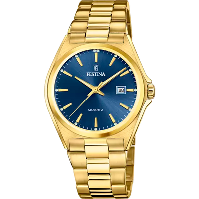 Elegant Festina F20555/4 Men's Classic Watch with Stainless Steel Strap and Blue Dial
