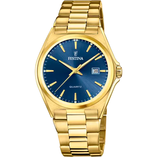 Elegant Festina F20555/4 Men's Classic Watch with Stainless Steel Strap and Blue Dial