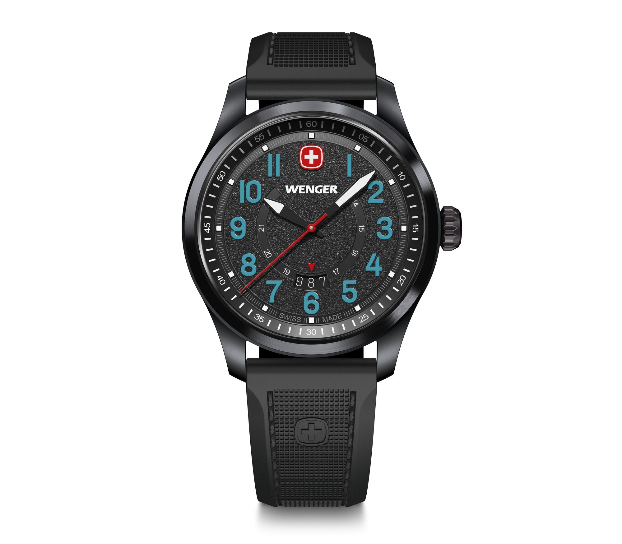 Wenger Terragraph 43 mm Black Dial Black Silicone Watch 01.0541.127
