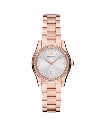 Armani Elegant Rose Gold Silver Dial Timepiece AR11558