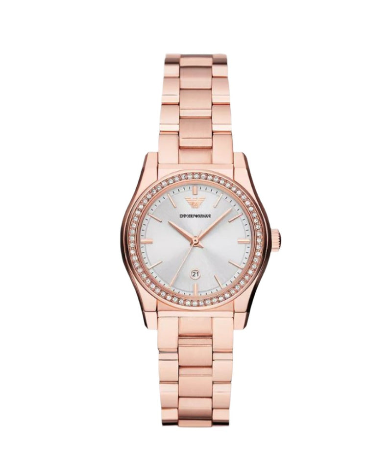 Armani Elegant Rose Gold Silver Dial Timepiece AR11558
