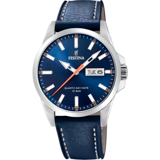 Elegant Festina F20358/3 Men's Watch with Classic Blue Leather Strap and Steel Case