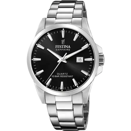 Festina 黑色表盘不锈钢表带男士手表 F20024/4