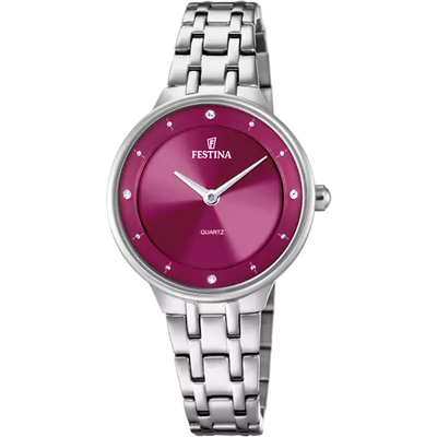 Festina 女士精​​致不锈钢手表，带波尔多色表盘 F20600/2