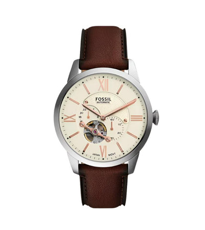 Fossil Townsman 多功能棕色皮革表带手表 ME3266