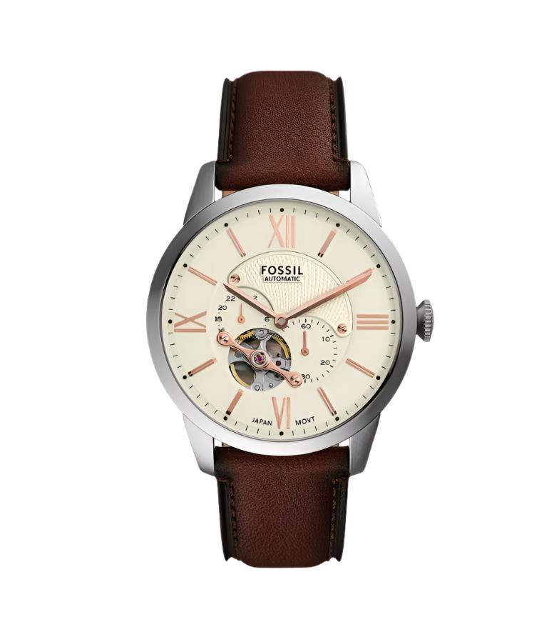 Fossil Townsman 多功能棕色皮革表带手表 ME3266