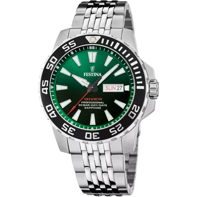 Festina Green Dial Stainless Steel Bracelet Men's Watch F20661/2