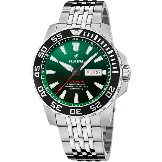 Festina Green Dial Stainless Steel Bracelet Men's Watch F20661/2