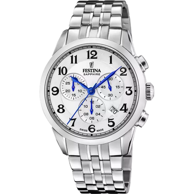 Festina Swiss Made White Dial Stainless Steel Bracelet Men's Watch F20040/1