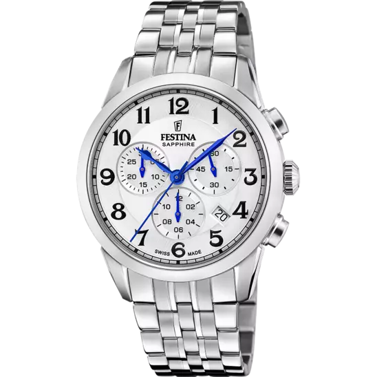 Festina Swiss Made White Dial Stainless Steel Bracelet Men's Watch F20040/1