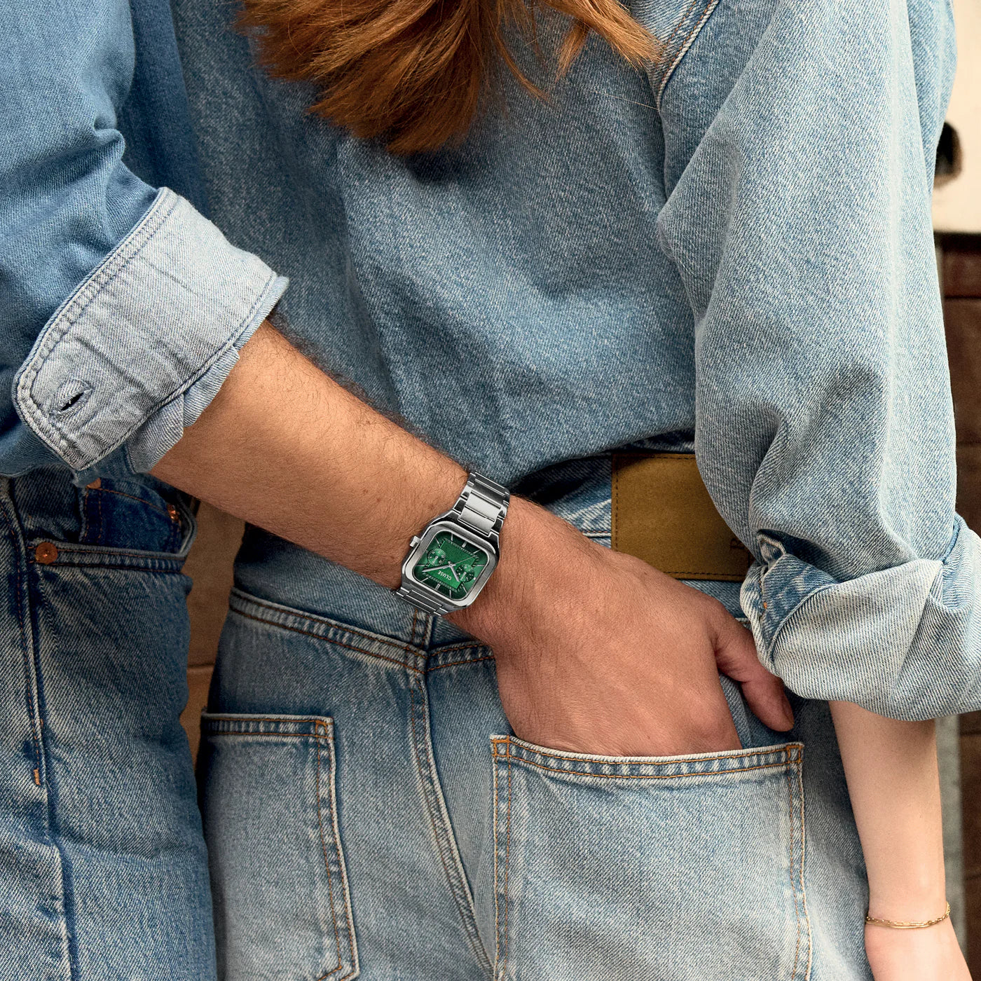 CLUSE Quadrus Multifunction Stainless Steel Green Dial Silver Men's Watch CW26202