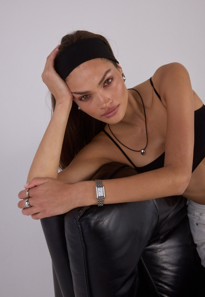 Cendré Kelly silver watch angled profile view