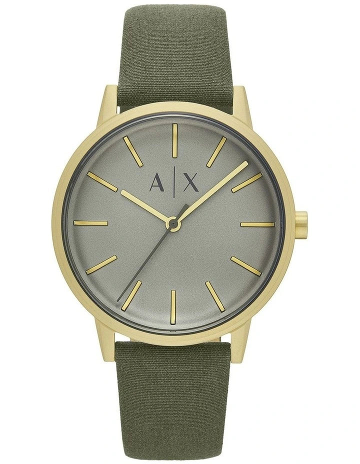 Armani Exchange Analogue Green Leather Strap Watch AX2765