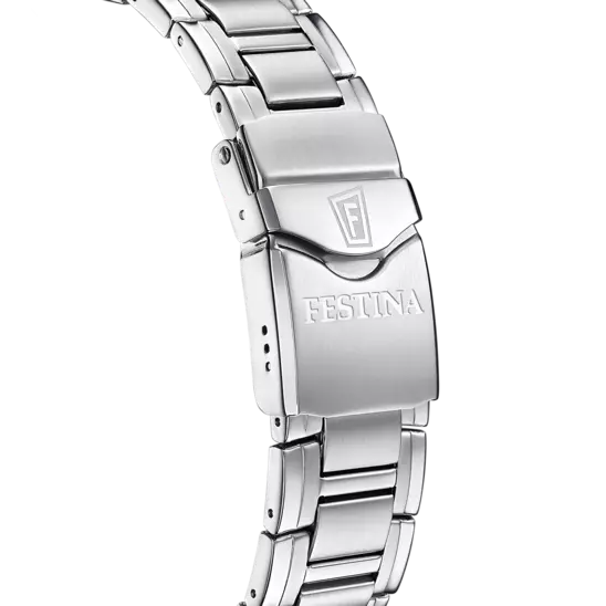 Festina 瑞士制造白色表盘不锈钢表带男士手表 F20042/1