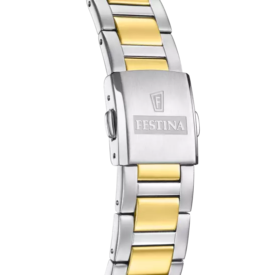 Festina 太阳能金色表盘不锈钢 316L 男士手表 F20657/2