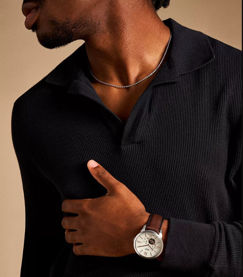 Fossil Townsman 多功能棕色皮革表带手表 ME3266