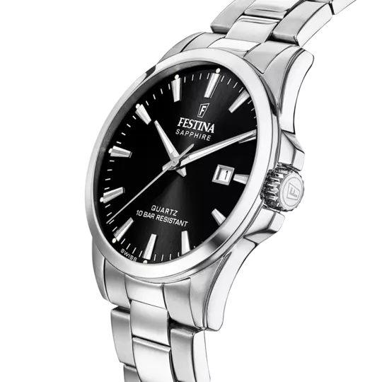 Festina 黑色表盘不锈钢表带男士手表 F20024/4