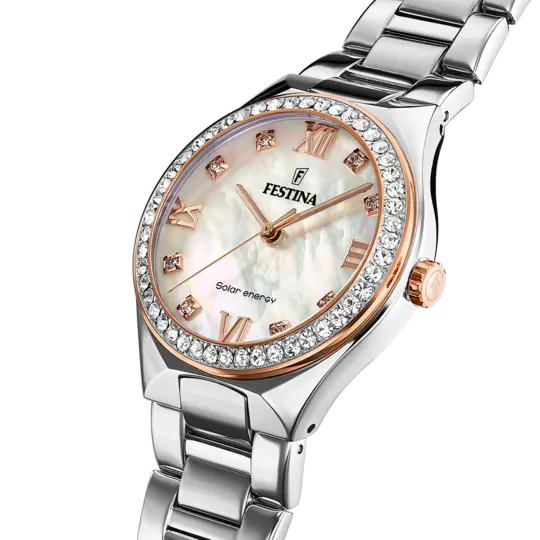 Festina 太阳能奶油色表盘不锈钢 316L 女士手表 F20658/1