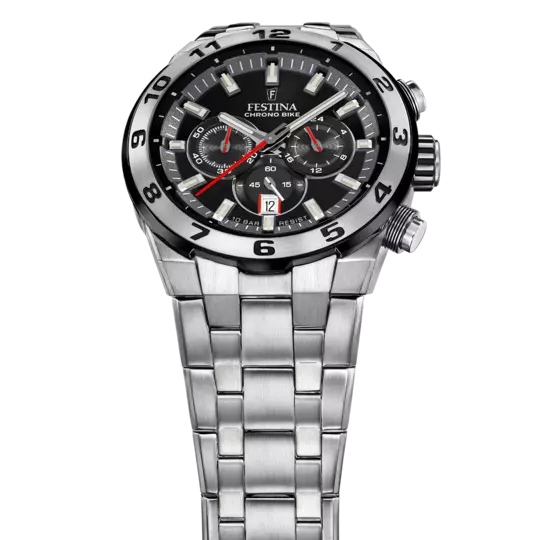 Festina Chrono Bike 黑色表盘不锈钢表带男士手表 F20670/6