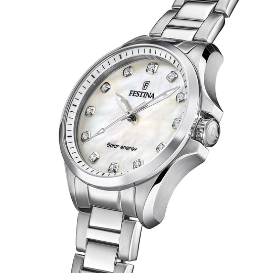 Festina 太阳能奶油色表盘不锈钢 316L 女士手表 F20654/1