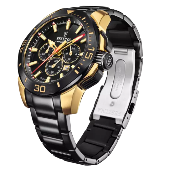 Festina 特别版黑色表盘黑色不锈钢表带 316L 男士手表 F20644/1