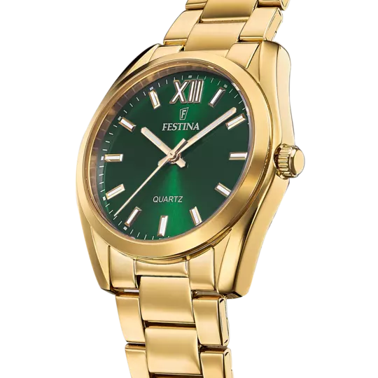 Festina 女士优雅实用绿色表盘手表，配 316L 不锈钢表带 F20640/4